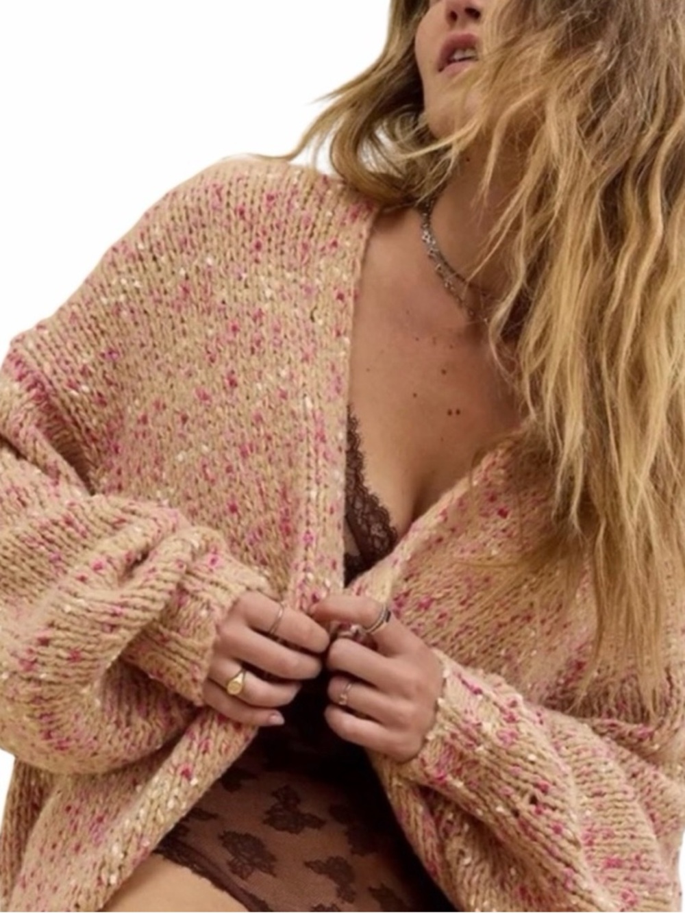 Aerie Confetti Cardigan Sweater Medium